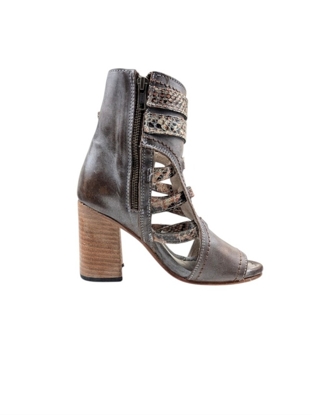 Freebird Tiara Rare Color Peep Toe Gladiator Booties Gray Multi 6 S4250 - Picture 5 of 13